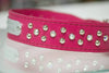 Personalized Leather Collar with Silver Studs and AB Swarovski Crystals 