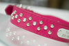Personalized Leather Collar with Silver Studs and AB Swarovski Crystals 