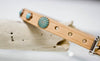 Leather Dog Collar with Patina Copper Conchos, Turquoise Cabochons and personalized name plate