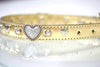 Metallic Gold Leather with AB Swarovski Crystals, silver hearts and heart conchos in a two tone gold/silver tone