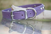 Leather Collar with Silver Hearts and AB Swarovski Crystals