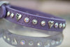 Leather Collar with Silver Hearts and AB Swarovski Crystals