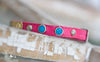 tiny leather collar with personalized name plate and silver spots and crystals