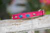 tiny leather collar with personalized name plate and silver spots and crystals