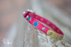 tiny leather collar with personalized name plate and silver spots and crystals