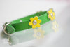 Green Leather Collar With Yellow leather Flowers