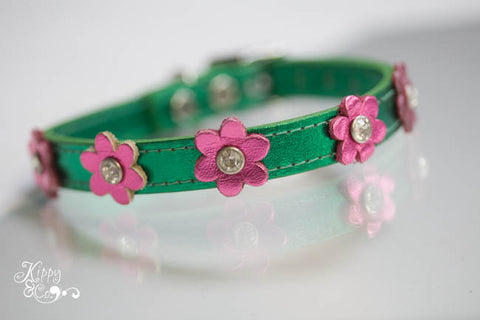 Metallic Green Signature Flower Collar