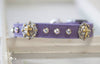 Leather Collar with Swarovski Crystals and Cross Conchos in the brass/silver two tone