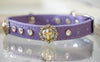 Leather Collar with Swarovski Crystals and Cross Conchos in the brass/silver two tone