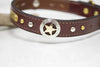 Texas Star Leather Collar with nickel and brass spots and personalized name plate