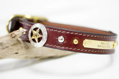 Texas Star Leather Dog Collar